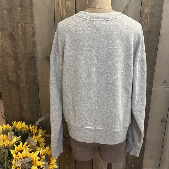 Evereve Gray Heart Graphic Sweatshirt Pima Cotton Crewneck Pullover M - Picture 5 of 10